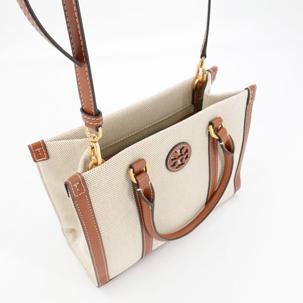 Tory Burch Blake Canvas Small Tote Brown - Picture 6 of 12